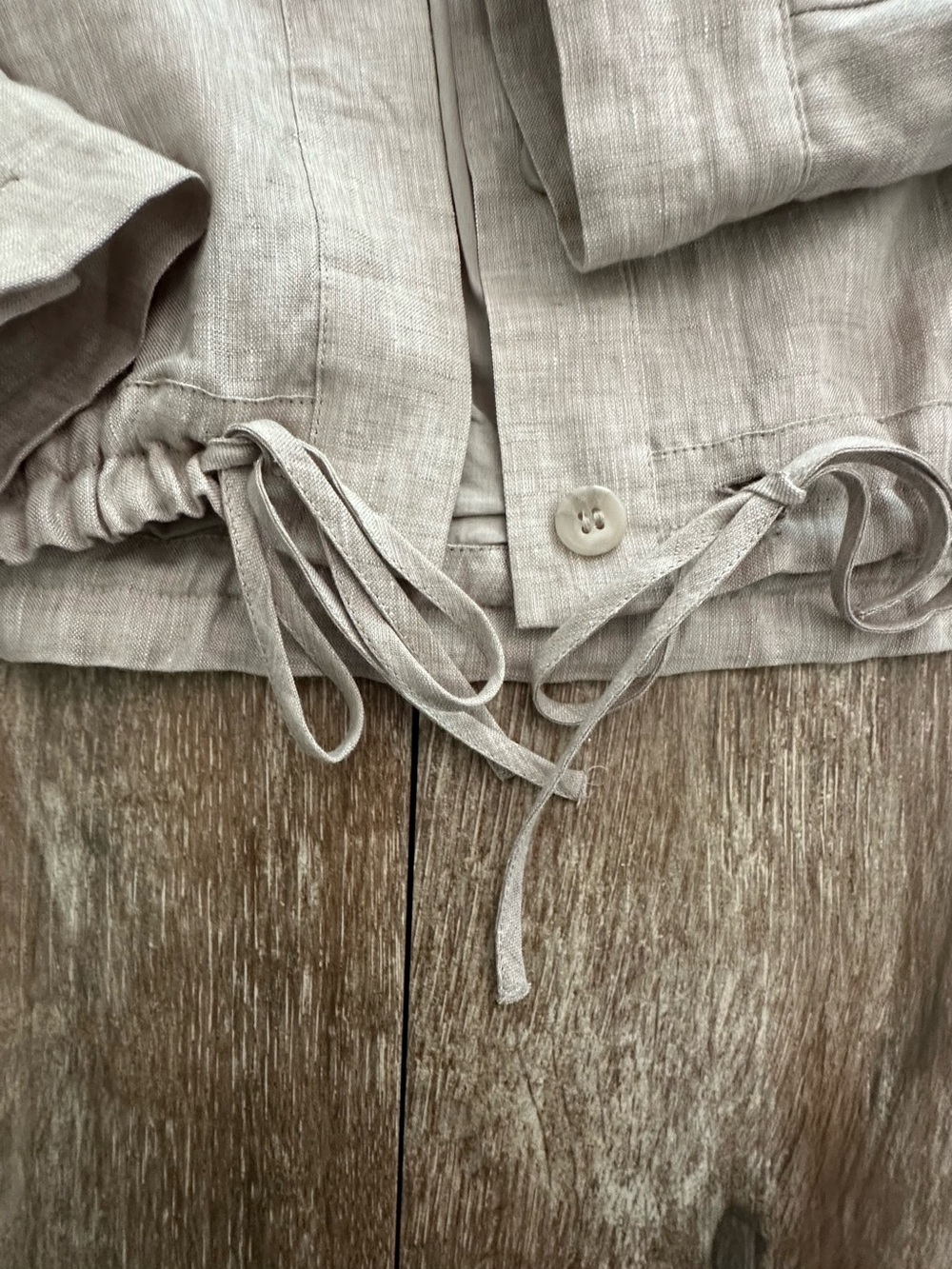 Light Beige Linen Drawstring Cropped lined jacket, size Small, NWOT - Picture 3 of 8